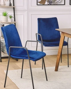 Beliani Tuoli Sametti Tummansininen 2 Kpl Jefferson Store