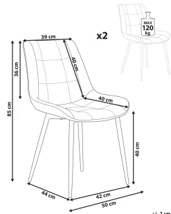 Beliani Tuoli Sametti Vihrea 2 Kpl Melrose Best Sale