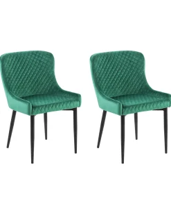 Beliani Tuoli Sametti Vihrea 2 Kpl Solano Best