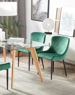 Beliani Tuoli Sametti Vihrea 2 Kpl Solano Best