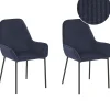 Beliani Tuoli Vakosametti Tummansininen 2 Kpl Loverna Fashion