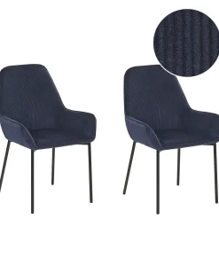 Beliani Tuoli Vakosametti Tummansininen 2 Kpl Loverna Fashion