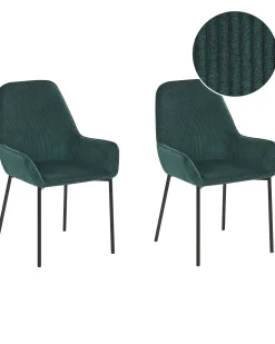 Beliani Tuoli Vakosametti Tummanvihrea 2 Kpl Loverna Store