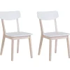 Beliani Tuoli Valkoinen/Vaalea Puu 2 Kpl Santos Outlet