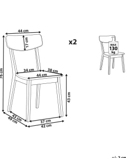 Beliani Tuoli Valkoinen/Vaalea Puu 2 Kpl Santos Outlet