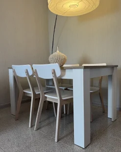 Beliani Tuoli Valkoinen/Vaalea Puu 2 Kpl Santos Outlet