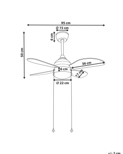 Beliani Tuuletinvalaisin Rauta Musta/Keltainen Dolores Shop