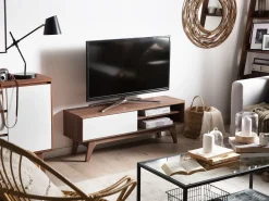 Beliani Tv-Taso 4 Hyllya Tumma Puu/Valkoinen Buffalo Outlet