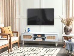 Beliani Tv-Taso 2 Kaappia 2 Hyllya Luonnonvalkoinen Parton Best