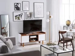 Beliani Tv-Taso 2 Kaappia 2 Hyllya Tumma Puu/Valkoinen Madera Best Sale