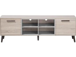 Beliani Tv-Taso 2 Kaappia 4 Hyllya Vaalea Puu/Harmaa Alloa Flash Sale