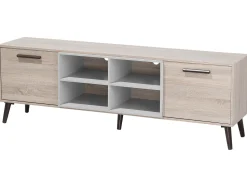 Beliani Tv-Taso 2 Kaappia 4 Hyllya Vaalea Puu/Harmaa Alloa Flash Sale