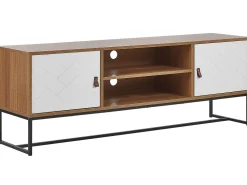 Beliani Tv-Taso 2 Kaappia 2 Hyllya Vaalea Puu/Valkoinen Nueva Best