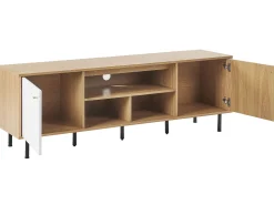 Beliani Tv-Taso 2 Kaappia 3 Hyllya Vaalea Puu/Valkoinen Palmer Best