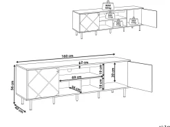 Beliani Tv-Taso 2 Kaappia 3 Hyllya Vaalea Puu/Valkoinen Palmer Best