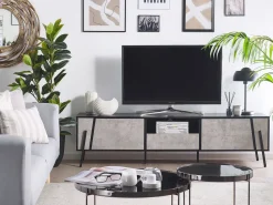 Beliani Tv-Taso 2 Kaappia Laatikko Vaaleanharmaa/Musta Blackpool Hot