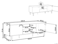 Beliani Tv-Taso 2 Kaappia Laatikko Vaalea Puu/Musta Claremont Shop