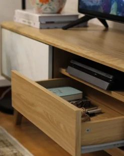 Beliani Tv-Taso 2 Kaappia Laatikko Vaalea Puu/Valkoinen Eerie Store