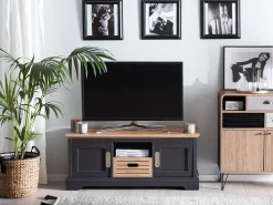 Beliani Tv-Taso 2 Kaappia Laatikko Vaalea Puu/Tummanharmaa Garet Shop