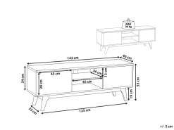 Beliani Tv-Taso 2 Kaappia Tumma Puu/Valkoinen Rochester Hot