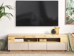 Beliani Tv-Taso 3 Laatikko 2 Hyllya Vaalea Puu/Beige Antonio Flash Sale
