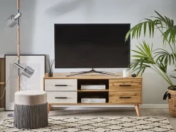 Beliani Tv-Taso 4 Laatikkoa 2 Hyllya Vaalea Puu Florida Online