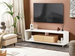 Beliani Tv-Taso 2 Laatikkoa 2 Hyllya Valkoinen/Vaalea Puu Knox Best