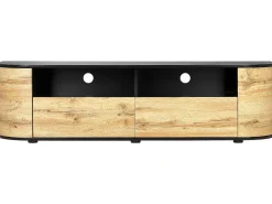 Beliani Tv-Taso 2 Laatikkoa 2 Kaappia Vaalea Puu/Musta Jerome Cheap