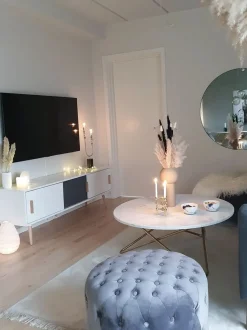 Beliani Tv-Taso 3 Ovea Valkoinen Indiana Best