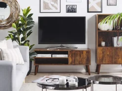 Beliani Tv-Taso Kaappi 2 Hyllya Tumma Puu Vanler Store