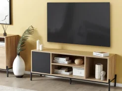 Beliani Tv-Taso Kaappi 3 Hyllya Vaalea Puu/Harmaa Moines Flash Sale