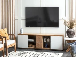 Beliani Tv-Taso Kaappi 2 Laatikkoa Vaalea Puu/Valkoinen Farada Sale