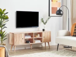 Beliani Tv-Taso Kumipuu 2 Kaappia 4 Hyllya Vaalea Puu Chandler Best