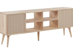 Beliani Tv-Taso Kumipuu 2 Kaappia 4 Hyllya Vaalea Puu Chandler Best