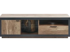 Beliani Tv-Taso Led-Valo Kaappi Laatikko Vaalea Puu/Musta Marana Shop