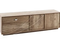 Beliani Tv-Taso Led-Valo Kaappi Laatikko Vaalea Puu/Musta Marana Shop