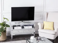 Beliani Tv-Taso Peililasi 2 Laatikkoa Hopea Nicea New