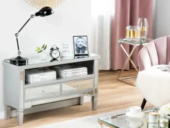 Beliani Tv-Taso Peililasi 2 Laatikkoa Hopea Nicea New