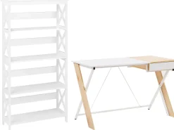 Beliani Tyohuonesetti 2 Osaa Vaalea Puu/Valkoinen Foster/Hamden Clearance