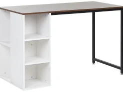 Beliani Tyopoyta 5 Hyllya Tumma Puu/Valkoinen 120 X 60 Cm Dese Cheap