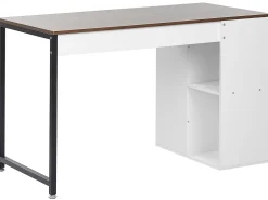 Beliani Tyopoyta 5 Hyllya Tumma Puu/Valkoinen 120 X 60 Cm Dese Cheap