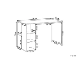 Beliani Tyopoyta 5 Hyllya Tumma Puu/Valkoinen 120 X 60 Cm Dese Cheap