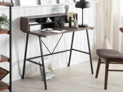 Beliani Tyopoyta 3 Hyllya Tumma Puu/Musta 100 X 50 Cm Harison Best