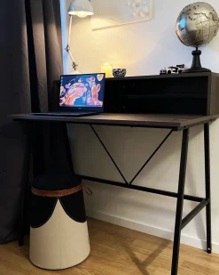 Beliani Tyopoyta 3 Hyllya Tumma Puu/Musta 100 X 50 Cm Harison Best