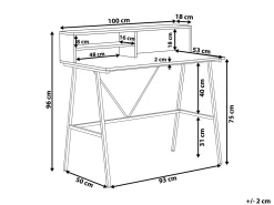 Beliani Tyopoyta 3 Hyllya Tumma Puu/Musta 100 X 50 Cm Harison Best