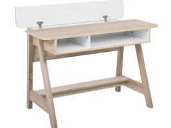 Beliani Tyopoyta 2 Hyllya Vaalea Puu/Valkoinen 110 X 60 Cm Jackson Clearance