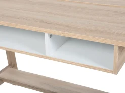 Beliani Tyopoyta 2 Hyllya Vaalea Puu/Valkoinen 110 X 60 Cm Jackson Clearance