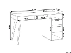 Beliani Tyopoyta 3 Laatikkoa 3 Hyllya Vaalea Puu/Valkoinen 130 X 60 Cm Caracas Outlet