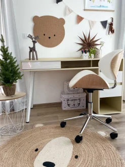 Beliani Tyopoyta 3 Laatikkoa 3 Hyllya Vaalea Puu/Valkoinen 130 X 60 Cm Caracas Outlet