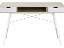 Beliani Tyopoyta 2 Laatikkoa Hylly Vaalea Puu/Valkoinen 120 X 48 Cm Clarita Best Sale